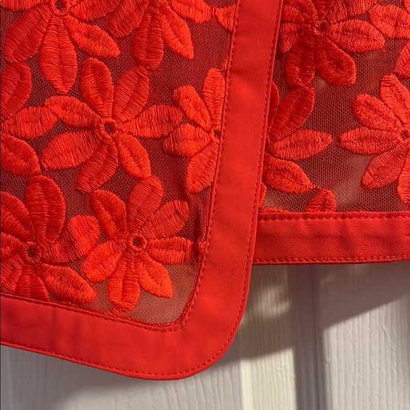 Anne Klein Red Lace Openwork Cardigan - Picture 2 of 9